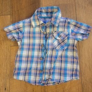 Plaid Button Down Shirt 6-9 Months
